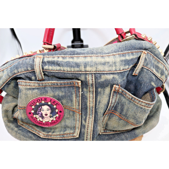 "WOW" Denim Pop Art Denim Duffel Shoulder Bag - Nicole Lee - Punk Grunge Graphic - Picture 5 of 14